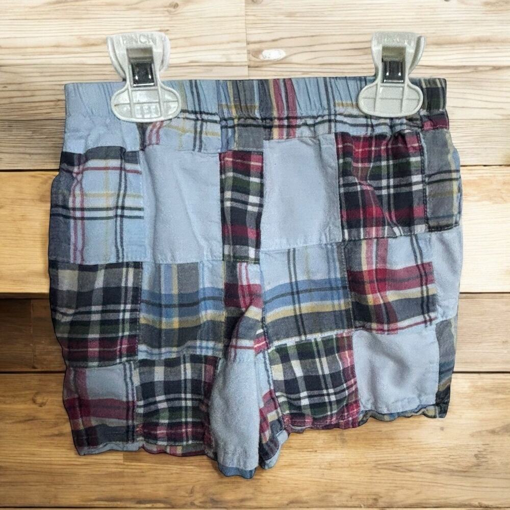 Rags Land Boys Shorts Sz 3 4 Blue Checkerboard Madras Plaid Elastic Waist Preppy